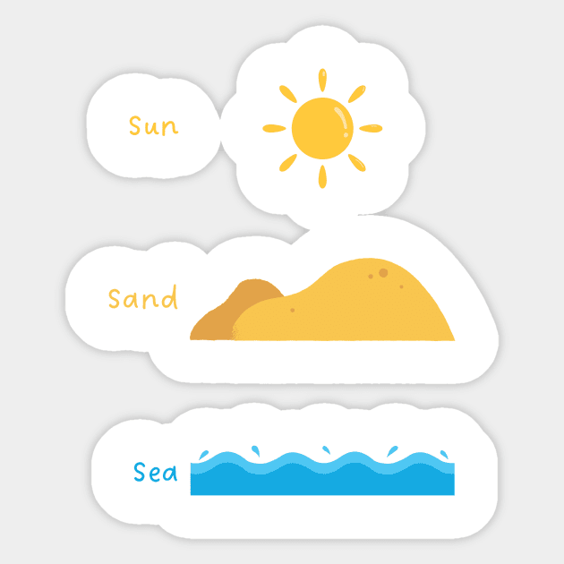 Sun Sand Sea Summer Sticker by withpingu